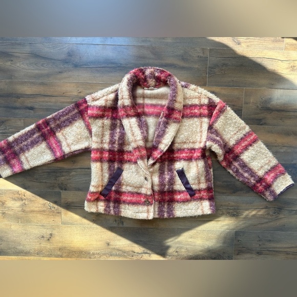 Knox Rose Jackets & Blazers - Knox Rose Plaid Teddy Jacket XS Cozy Bouclé Shacket Cottagecore Fall